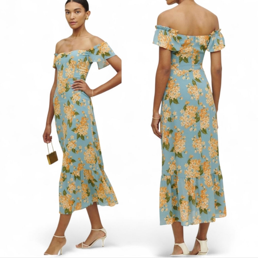 Reformation Butterfly Dress in Carmela Blue Size 6